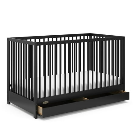 UPC: 0810003667854 | Graco Teddi 5-in-1 Wood Convertible Crib w/ Drawer – Black