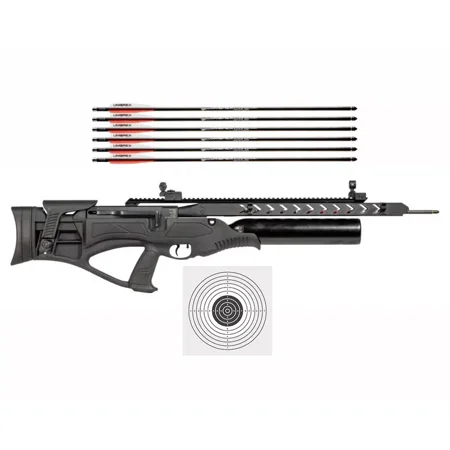 Hatsan Harpoon Arrow Side-lever PCP Air Rifle with 6pk Carbon Fiber Arrows and 100x Paper Targets Bundle