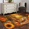 thumbnail image 3 of 3'x5' Area Rugs, Orange Western Fall Indoor Outdoor Area Rug for Living Room Bedroom, Sunflower Thanksgiving Pumpkin Washable Bathroom Rugs Kitchen Floor Carpet Mats Home Decor Aesthetic, 3 of 8