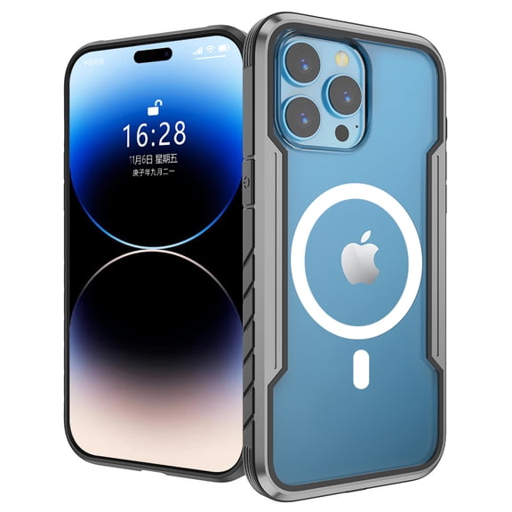 Magnetic Case for iPhone 15 Pro Max - Crystal Clear MagSafe Compatible Anti-Scratch Shockproof Protection Cover with Wireless Charging Support Transparent Case for iPhone 15 Pro Max, Grayblack