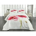 thumbnail image 3 of Ambesonne Pink White Quilted Bedspread Set 3 Pcs, Garden Poppy Floral, King Size, Pale Pink Hot Pink, 3 of 5