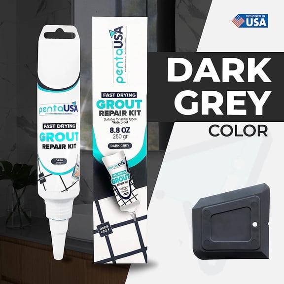 PentaUSA Dark Grey Tile Grout Repair Tube 8.8 oz,250 Gr,Fast Drying Restore and Renew Grouts