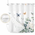 thumbnail image 2 of Eucalyptus No Hook Shower Curtain Waterproof, Bathroom Curtains with Snap in Liners and See Through Top Window, Spring Butterfly Nature Plant Aesthetics Hotel Style Bathtub Curtains Shower 72"Wx78"L, 2 of 8