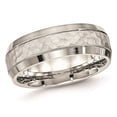 thumbnail image 1 of Mens Hammered Stainless Steel 7.5mm Wedding Band Ring with Polished Edge, 1 of 4