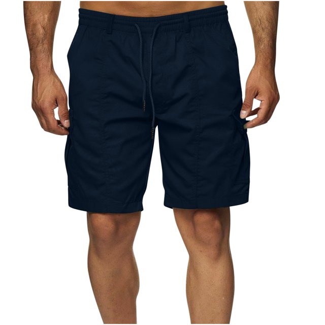 Men's Athletic Shorts, Workout Gym Shorts with Elastic Drawstring Waist, Stretch Casual Shorts for Running and Lounge, Solid Color Men's Shorts with Pockets