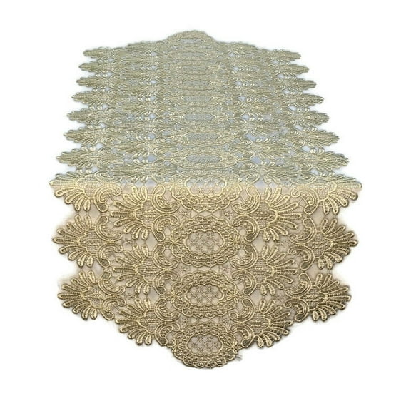 Doily Boutique Table Runner in Ivory Victorian Lace, Size 72 x 16 inches Handmade
