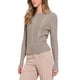 thumbnail image 4 of Suéter de punto de cable INSPIRE CHIC para mujer, cuello redondo, de manga larga, suéteres cortos de punto M beige, 4 of 6