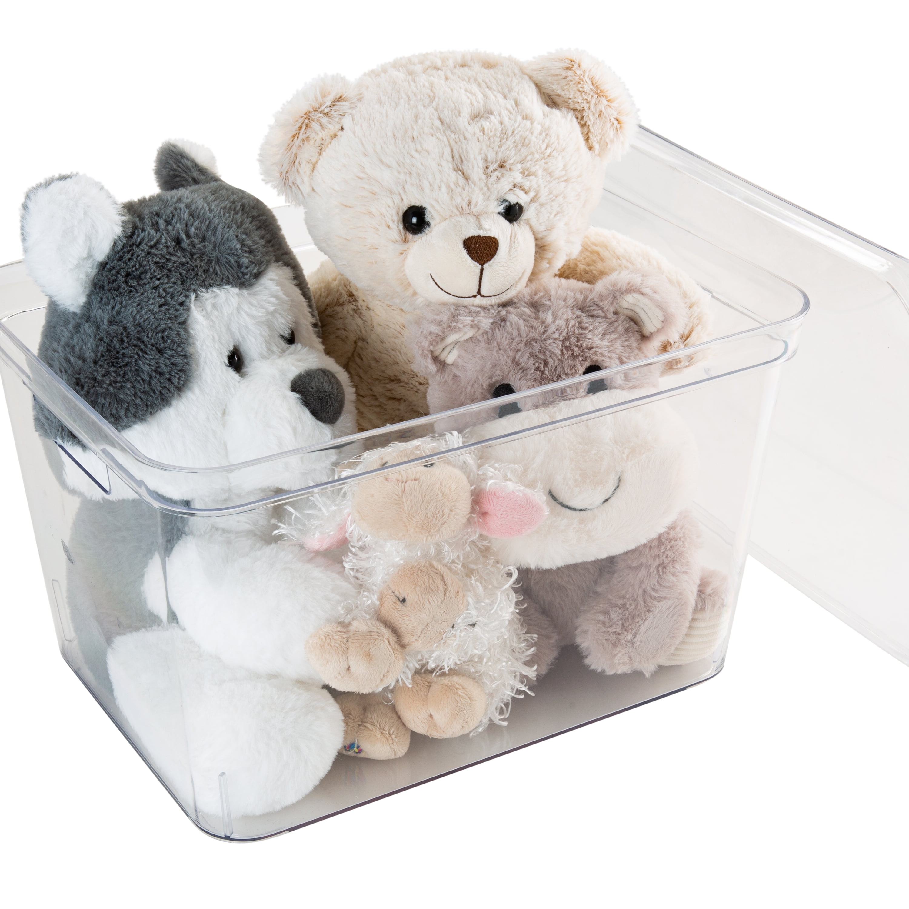 Simplify 4 Pack Large Plastic Lidded Storage Bin, Clear