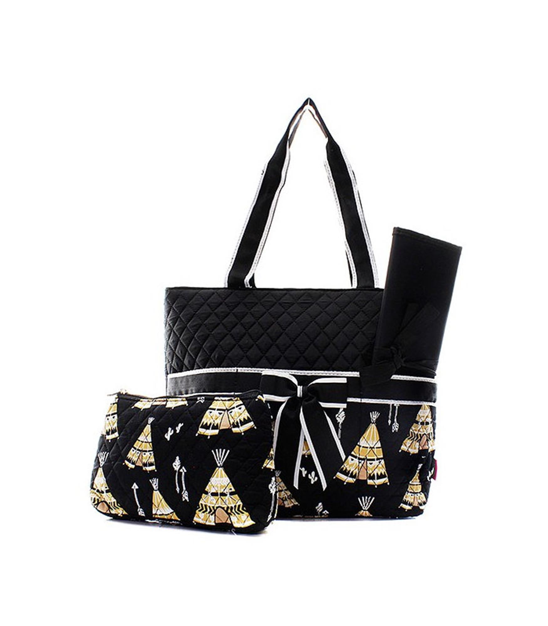 black quilted diaper bag
