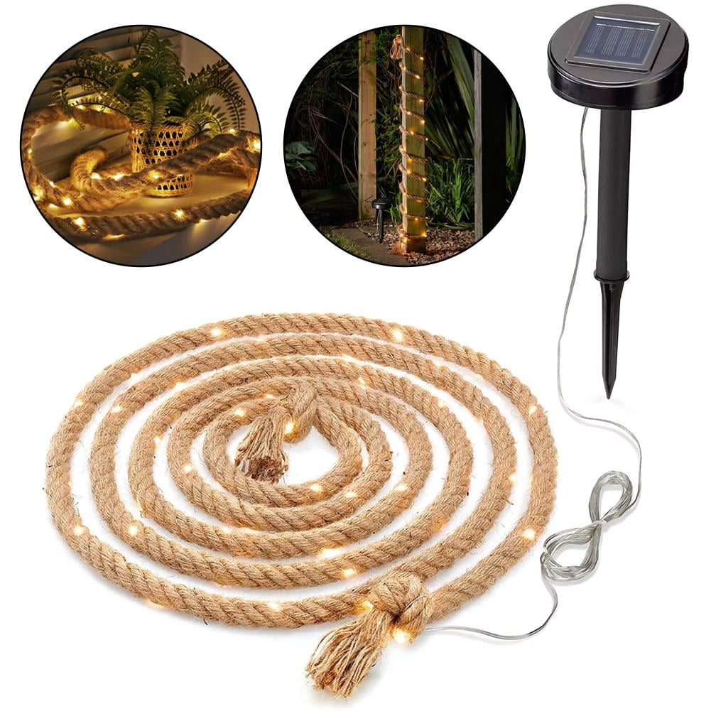 QHUDLV battery operated nautical string lights,vintage rope led string lights, Battery-Operated Natural Brown Rope Warm White Super Bright LED Bulbs Novelty Light Set,nautical string lights outdoor