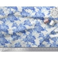 thumbnail image 2 of Soimoi Blue Modal Satin Fabric Shell & Starfish Ocean Printed Fabric 1 Yard 42 Inch Wide, 2 of 3