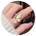 thumbnail image 1 of Anillo de perlas de mariposa galvanizadas en oro de 14 quilates con circón para mujer, 1 of 4