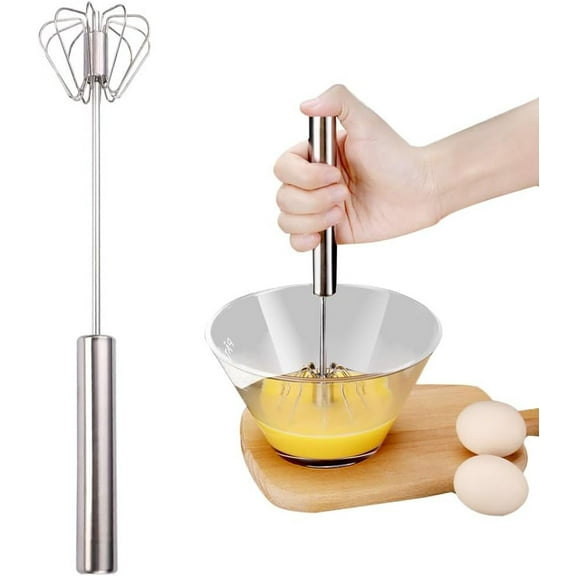 Hbtdoern Egg Whisk, 2026 Upgraded Stainless Steel Semi Automatic Whisk, Hand Wisk Egg Beater Easy to Use for Making Cream, Blending, Whisking, Beating & Stirring