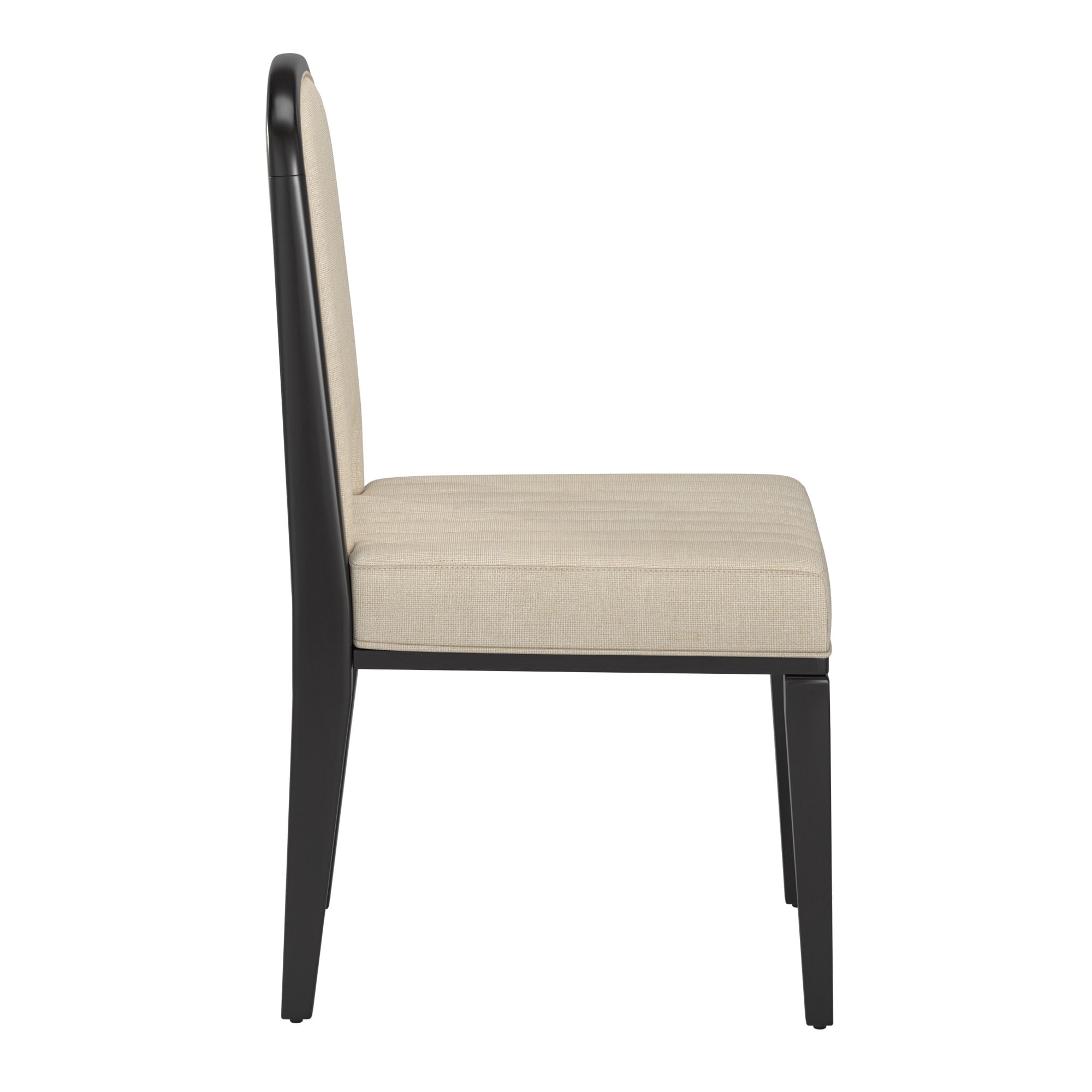 Weston Home Alta Wood Finish Cream Fabric Channel Stitching Dining Chair, Set of 2, Black Oak