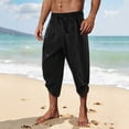 thumbnail image 2 of Mens Casual Soft Linen Long Shorts Knee Length Sport Running Lounge Work Shorts Capri Pant Linen Pants Men Beach, 2 of 6