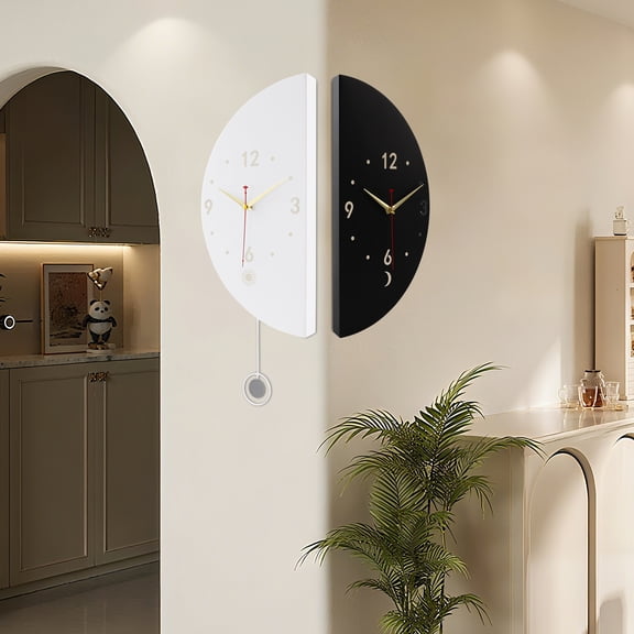 Black and White Double-Sided Lighted Corner Wall Clock - Stylish Mechanical Movement,  Easy-to-Read Numbers, Perfect for Living Room, Hallway, or Office Decor, Clock Wall Decor