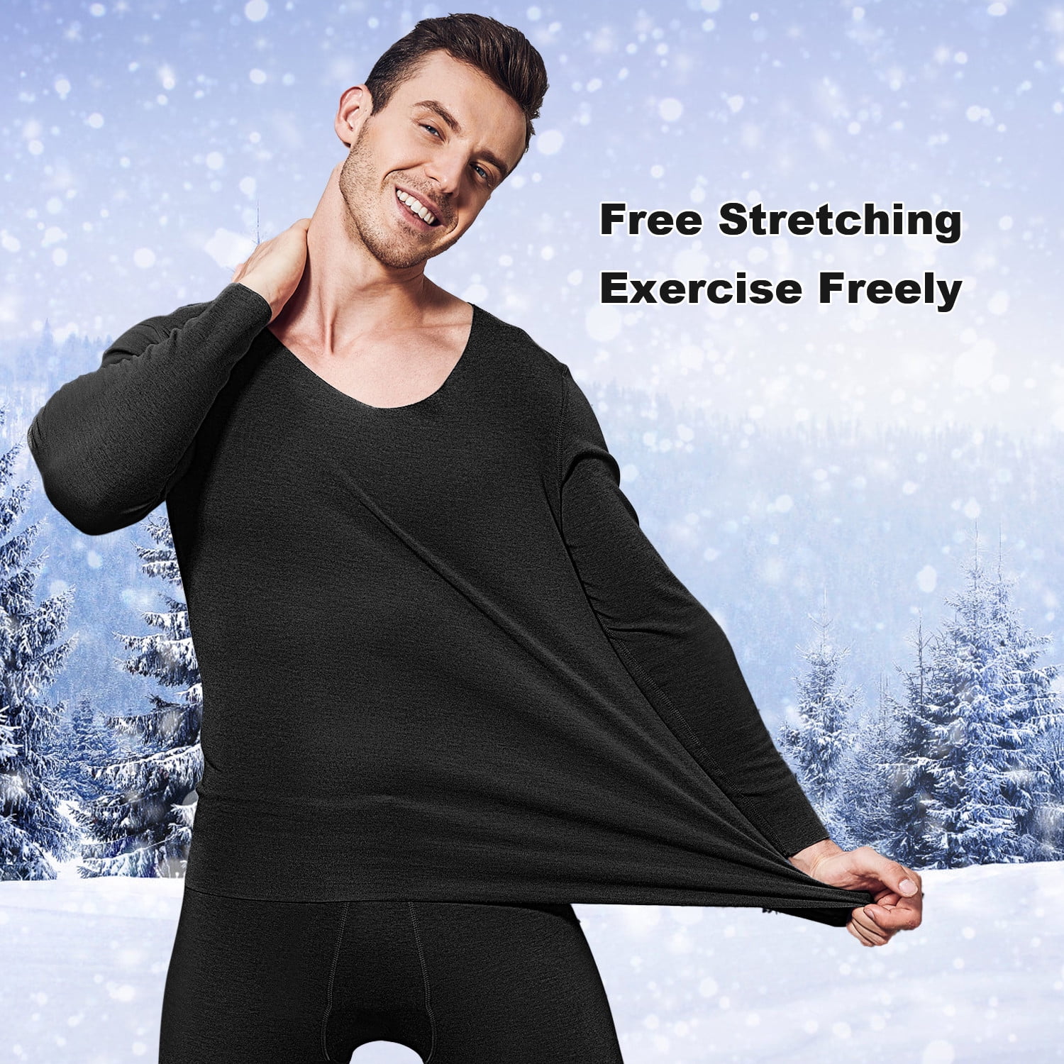 Htwon Men's Thermal Underwear Set Ultra Soft Microfiber Thermal