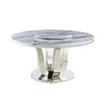 thumbnail image 3 of 6pc. White Marble Dining Set with Lazy Susan and Silver Stainless Steel, 3 of 3