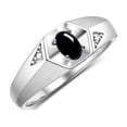 thumbnail image 4 of Rylos  Sterling Silver Classic 6X4MM Oval Cabochon Onyx & Diamond Ring - Birthstone Jewelry for Men -Size 11, 4 of 8