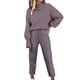 thumbnail image 1 of Traje pantalón de felpa para mujer: blusa con capucha, diseño con bolsillos, poliéster, conjunto informal liso, 1 of 8