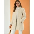 thumbnail image 3 of Abrigo De Invierno Elegante PaMujer Abrigo Largo De Un Solo Pecho Con Cuello Alto En Mitad Del Muslo Beige XXL, 3 of 6