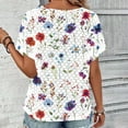 thumbnail image 6 of Dovford Shirts Womens Loose Fit V Neck Short Sleeve Lace Eyelet Tops Dressy Casual Floral Print Summer T Shirts Blouses, 6 of 7