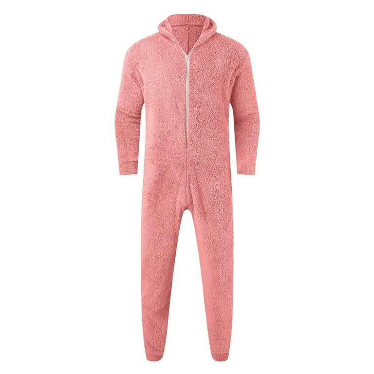Dwaogom Men's Hooded Jumpsuit Zip Up One Piece Pajamas Playsuit
