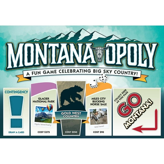 Late For The Sky: Montana-Opoly - State Themed Family Board Game, Opoly-Style Game Night, Traditional Play Or 1 Hr Version, Ages 8 , 2-6 Players