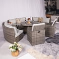 thumbnail image 2 of Direct Wicker 8-Piece Patio Conversational Sofa Set with Aluminium Firepit Table & Rattan Chairs - Grey, 2 of 6
