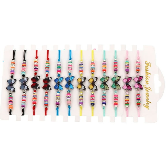 KALLORY 12-Piece Adjustable Kids Bracelet Set, Colorful Children’s Jewelry for Girls and Boys, Assorted Colors