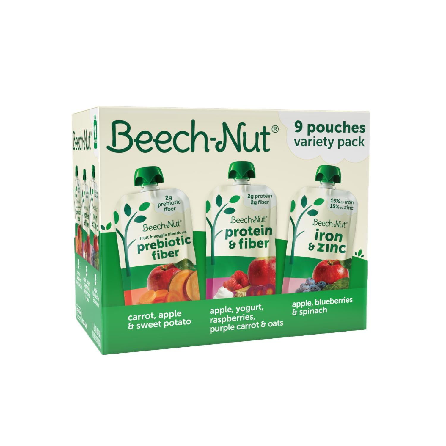 Beech-Nut Protein & Fiber Plus Stage 4 Toddler Food Variety Pack, 3.5 oz Pouch (9 Pack)