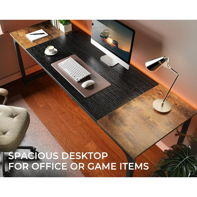 Computer Desk, 80 Inch Office Desk, Gaming Desk With Storage, Writing Desk Work Desk For Home Office, Study, Long Simple Desk, Large Legroom, Metal Frame,Rustic Brown Black