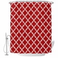 thumbnail image 2 of Quatrefoil Moroccan Pattern Waterproof Fabric Shower Curtain,Geometric Red Backdrop Waterproof Fabric Shower Curtain for Bathroom Curtains Bathtubs Shower Curtains with 12 Hooks Extra Long 72x96, 2 of 8