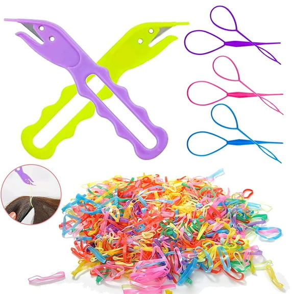 1520Pcs Mini Color Elastic Hair Rubber Bands, 2Pcs Hair Elastic Bands Remover, 3Pcs Topsy Tail Tools for Toddlers Girls Women(Hair Rubber Bands Have 520 Large Loops and 1000 Small Loops)
