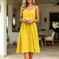 thumbnail image 5 of Tqcoqu Women's Spaghetti Strap V Neck Midi Dress with Side Pockets,2026 Loose Casual Summer Tank Dresses,Yellow Women's S-XXL, 5 of 5