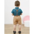 thumbnail image 5 of CARETOO Toddler Boys Clothes Suit Short Top Shirt Bowtie Suspenders Shorts 12M-5T Formal Outfits, 5 of 8