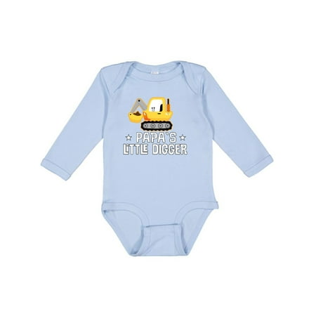 

Inktastic Papa Little Digger Construction Truck Boys Long Sleeve Baby Bodysuit
