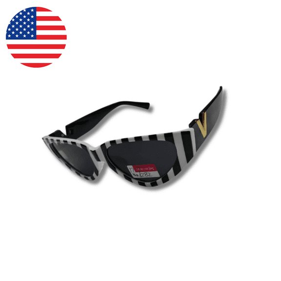 Striped Cat-Eye Sunglasses with Gold Accent - Bold Fashion Eyewear