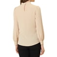 thumbnail image 3 of Blusa de botón con cuello de pie y pliegues para mujer Inspire Chic en rosa fresco, 3 of 6