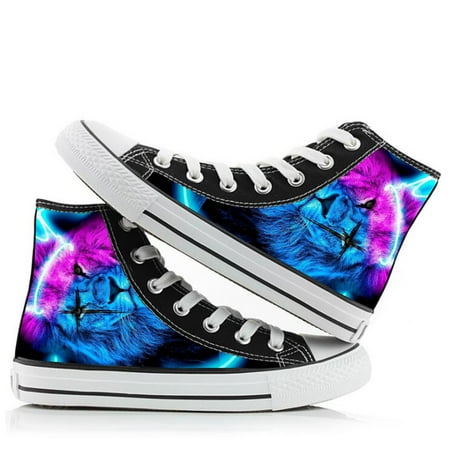 

Cartoon Painting 70s High Top Classic Fashion Lace ups Sneakers with Tiger Print Fashion Casual