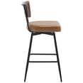 thumbnail image 3 of ANMINY Swivel Bar Stools Set of 3, 26" Seat Height, Upholstered Faux Leather Counter Barstools with Wood Backs and Metal Legs, Counter Height Bar Stool for Kitchen Island, 3 of 9