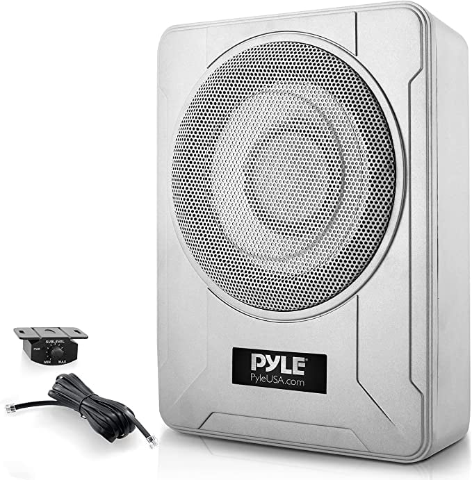 Pyle 8Inch LowProfile Amplified Subwoofer System 600Watt Compact Car Subwoofer W/ Built in