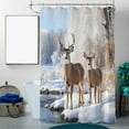 thumbnail image 3 of Farmhouse Deer 4 Pcs Bathroom Sets Vintage Country Winter Forest Wildlife 4 Pcs Shower Curtain Sets Non-Slip Bath Rugs, Toilet Cover, U-Shaped Mat, 3 of 4