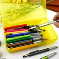 thumbnail image 6 of Plastic Pencil Box, Large Capacity Clear Pencil Case, 2 Pack Hard Pencil Case, Clear Crayon Box with Snap-tight Lid Stackable Design, Plastic Storage Box for Office Supplies, Yellow, 6 of 7