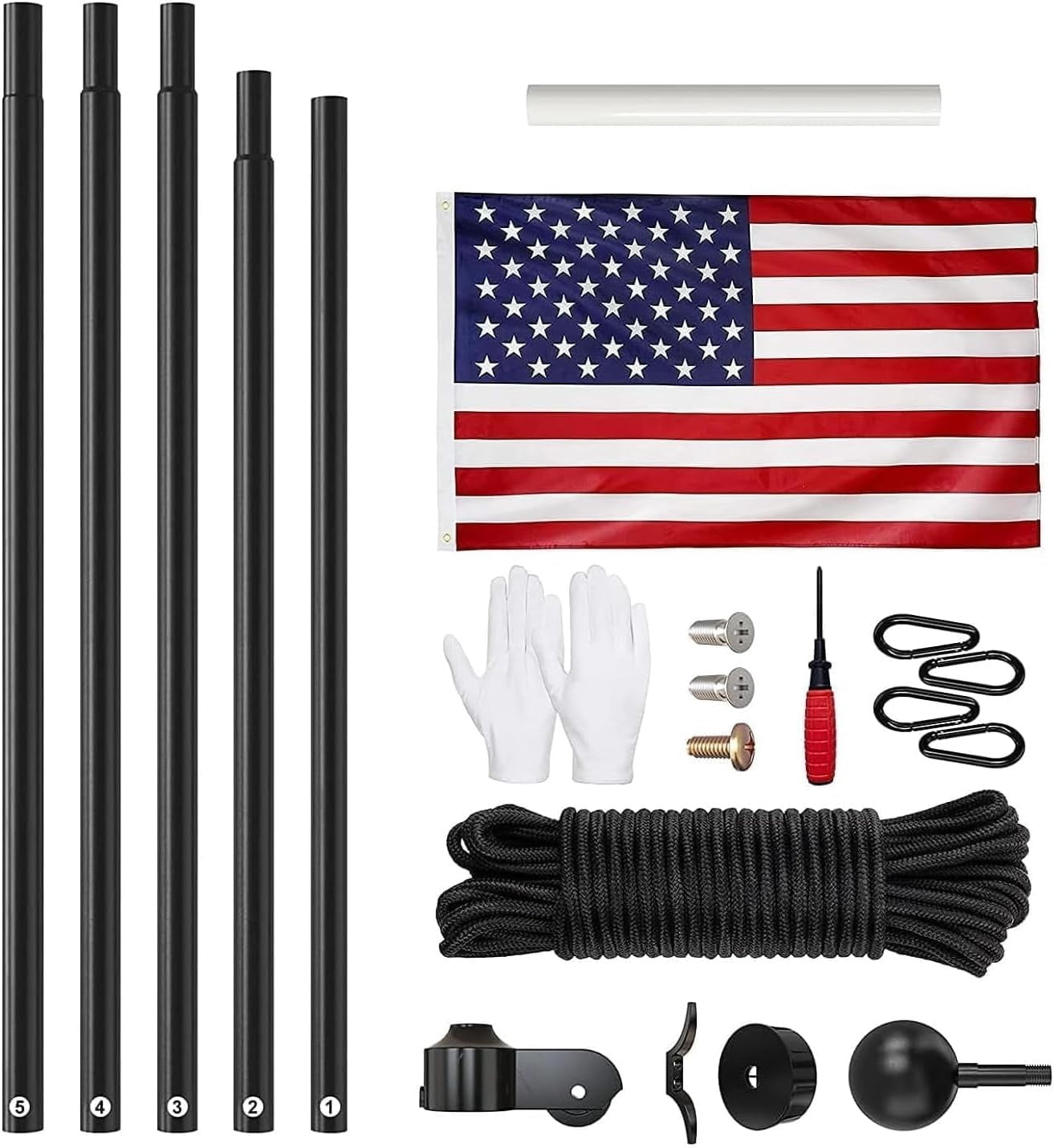 Heavy Duty Flag Pole - 20 FT 12 Gauge Extra Thick Aluminum Flagpole Kit for Outside House In Ground - 100MPH Wind Tested