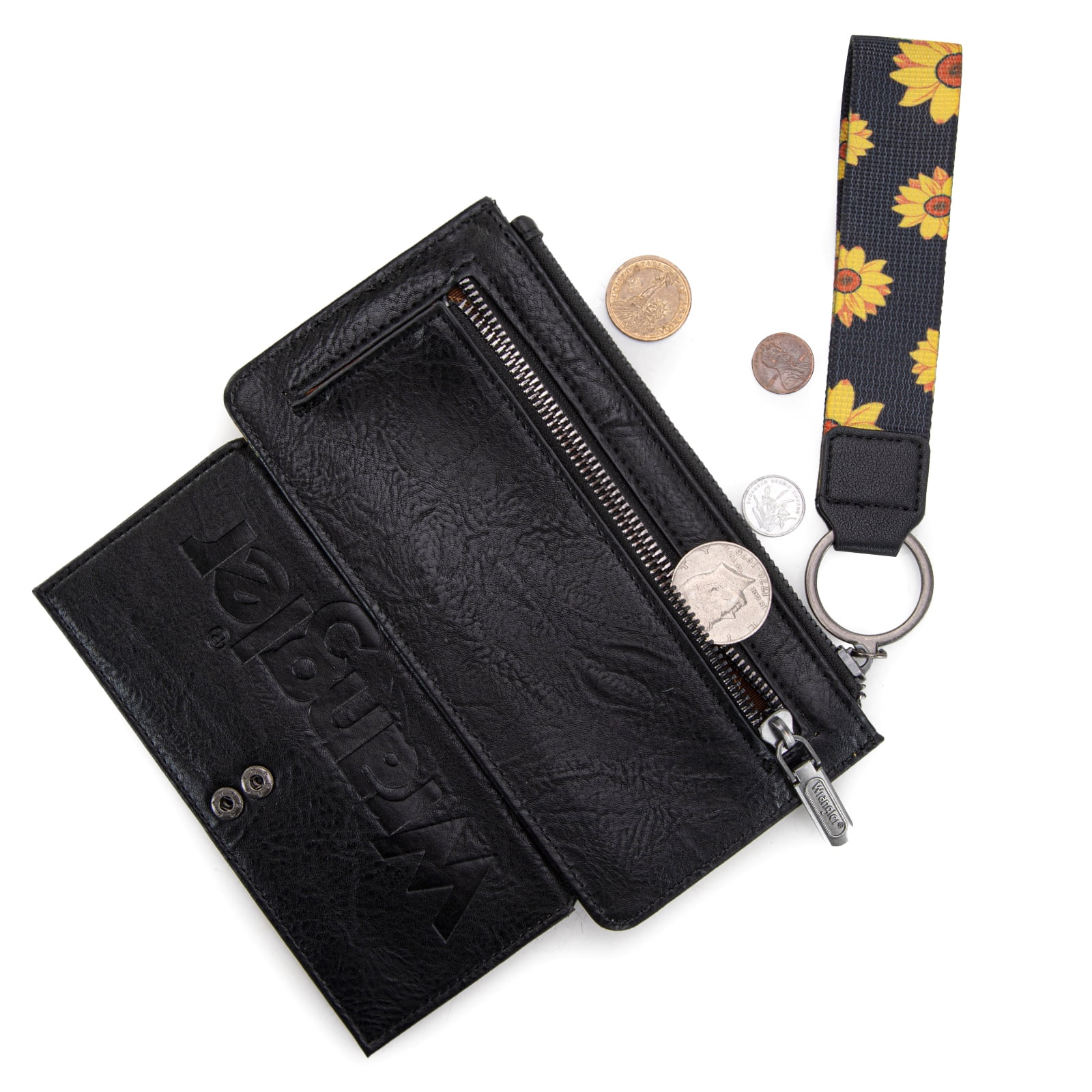 Wrangler Purses for Women Western Clutch Purse Rfid Wallet Womens, Sunflower-Black