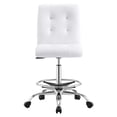 thumbnail image 6 of Modway Prim Metal Vegan Leather Armless Drafting Chair in Silver/White, 6 of 9