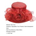 thumbnail image 5 of HEVIRGO Women Church Cap Wide Brim Four Flowers Summer Organza Semi-transparent Sun Hat Headgear Purple Net Yarn, 5 of 7
