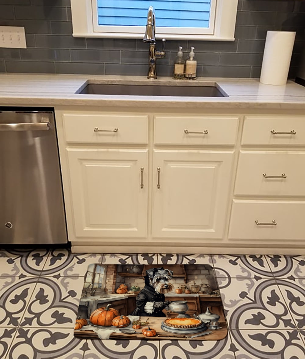 Carolines Treasures DAC1808RUG 19 x 27 in. Unisex Schnauzer Fall Kitchen Pumpkins Memory Foam Kitchen Mat