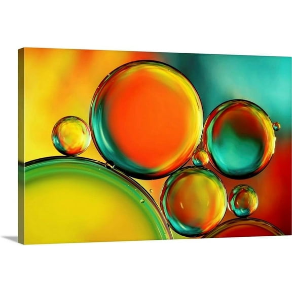 GREATBIGCANVAS Oil Drop Abstract Canvas Wall Art Print, Photography Home Decor Artwork, 24"x16"